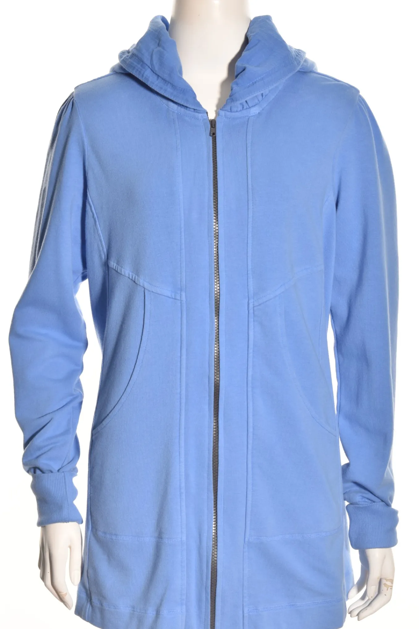 Color Me Cotton. Zip Front Hoodie With Yoke Bands Pockets.