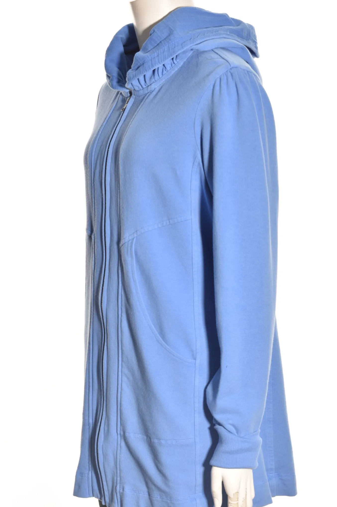 Color Me Cotton. Zip Front Hoodie With Yoke Bands Pockets.