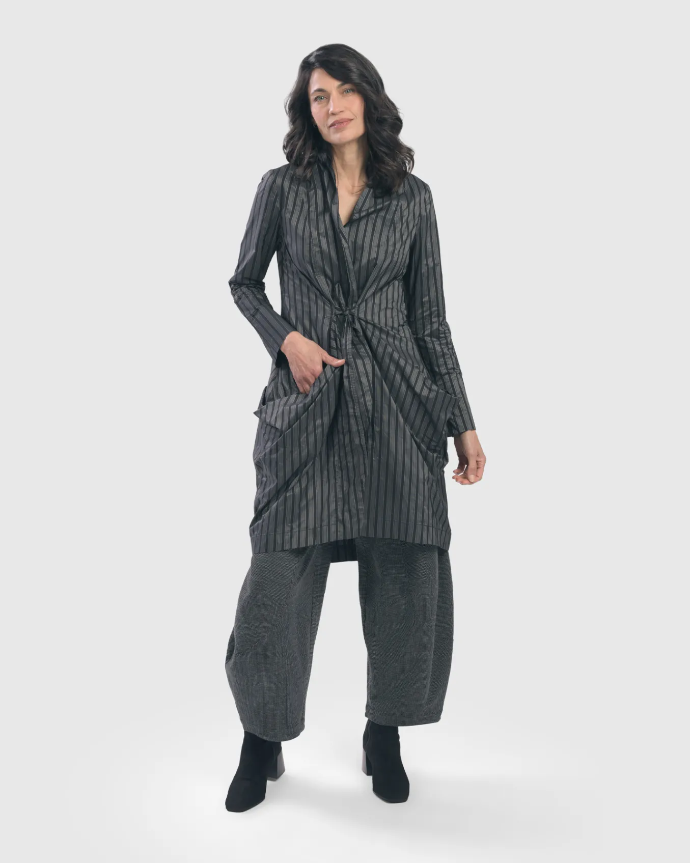 Alembika. Mirror Stripe Tie-Front Jacket.