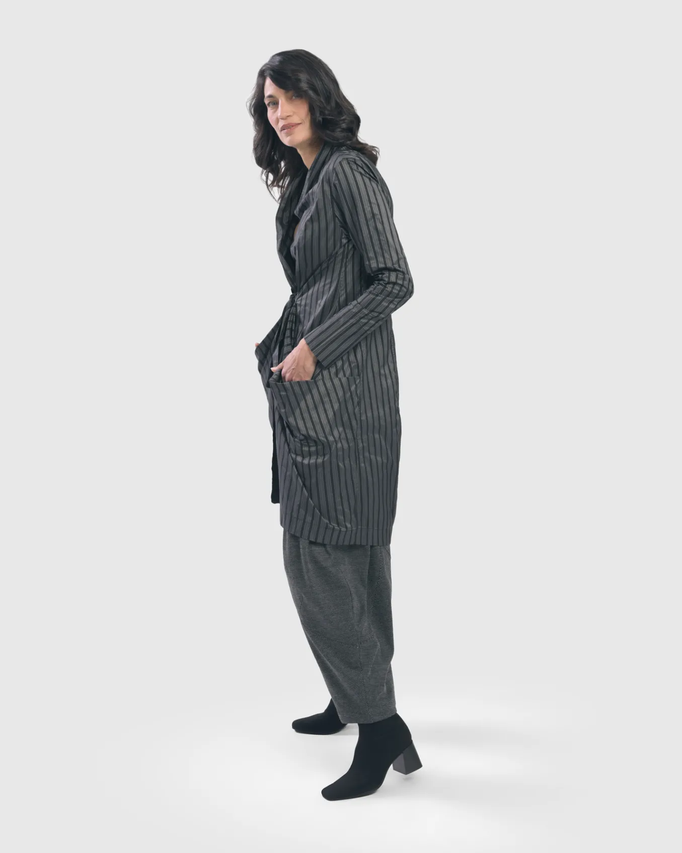 Alembika. Mirror Stripe Tie-Front Jacket.