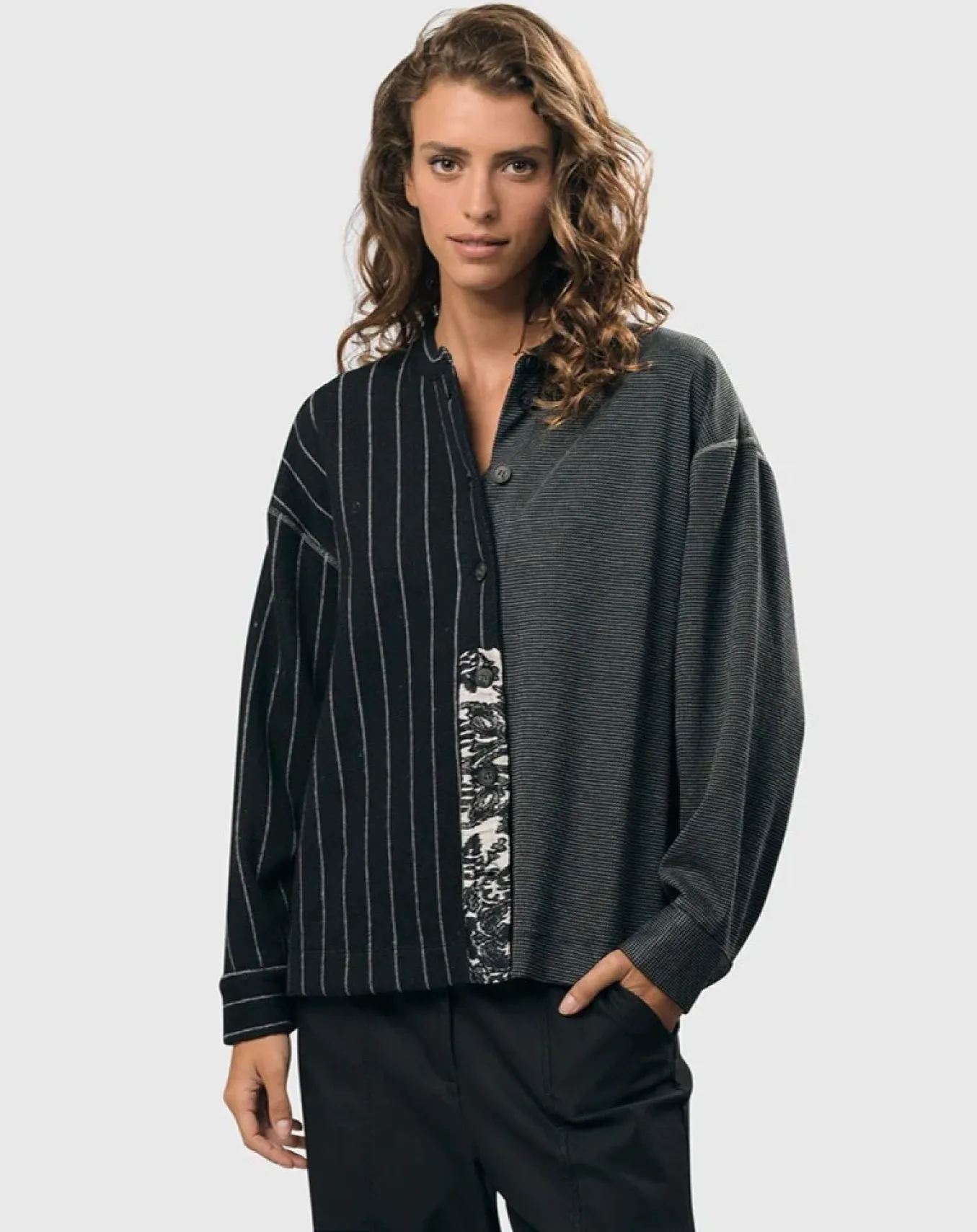 Alembika. Chalk Striped Shirt Jacket.