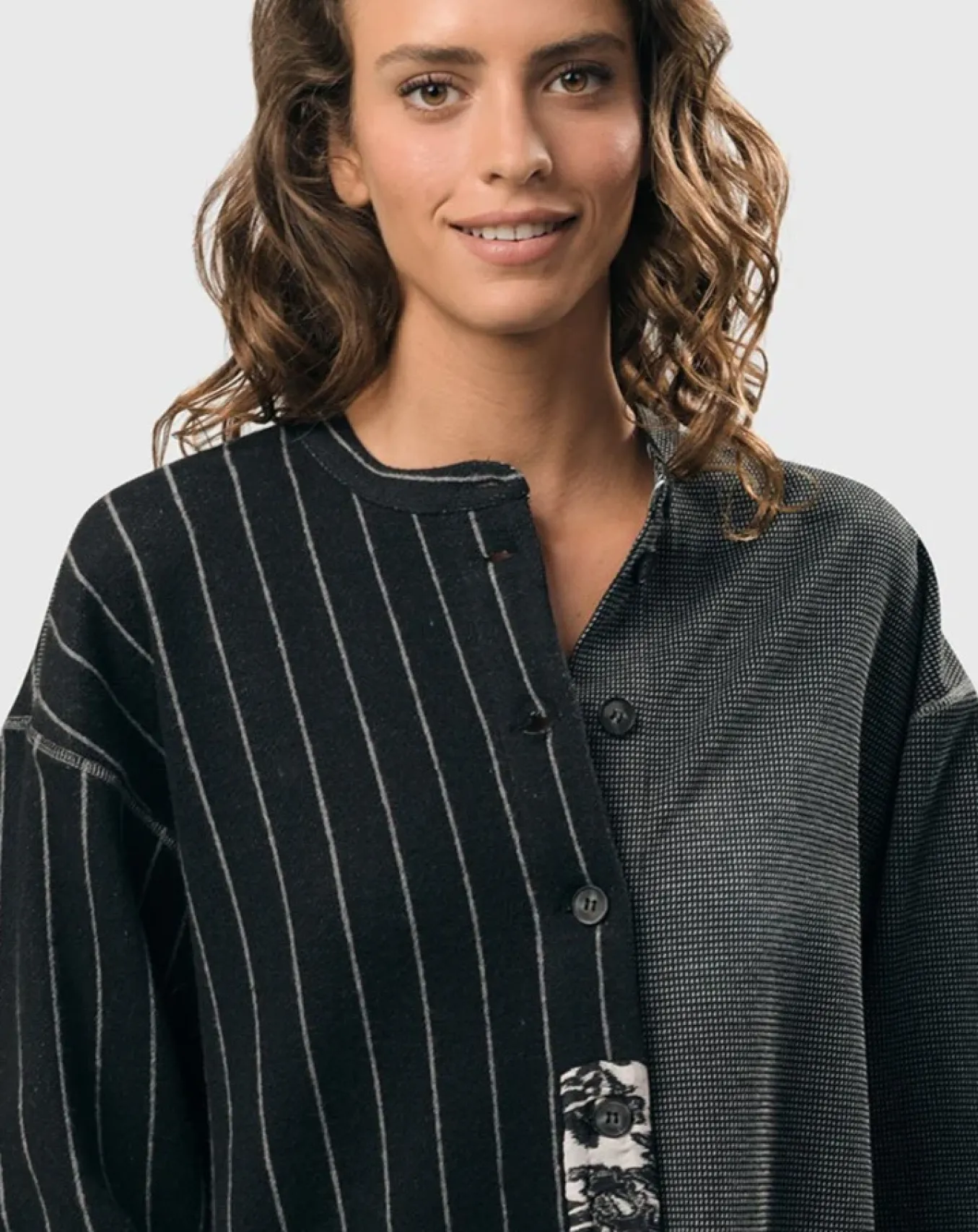 Alembika. Chalk Striped Shirt Jacket.