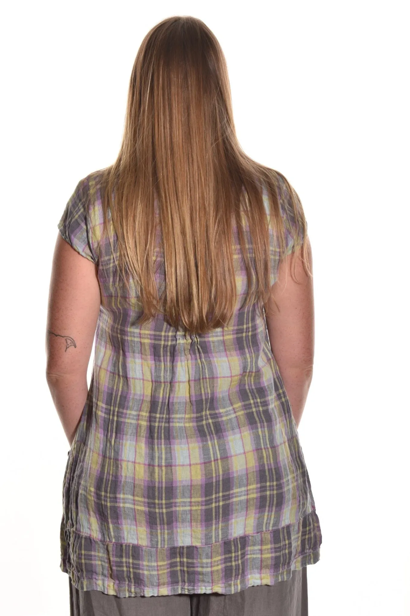 Cp Shades. Regina Cap Sleeve Tunic. (Faded Denim).